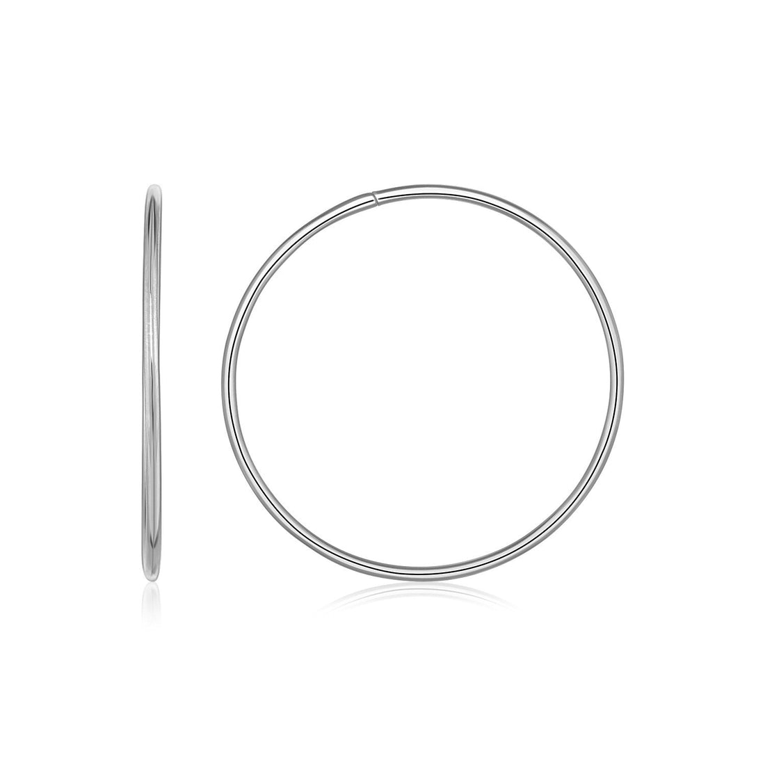 Endless Hoop Style Earrings in 14k White Gold(1.2x30mm) - DestGlow