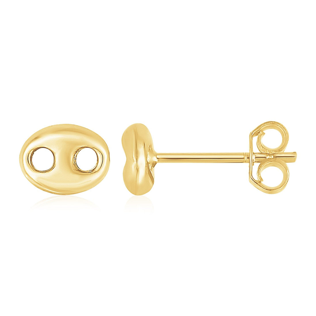 14K Yellow Gold Mariner Link Button Earrings - accessories