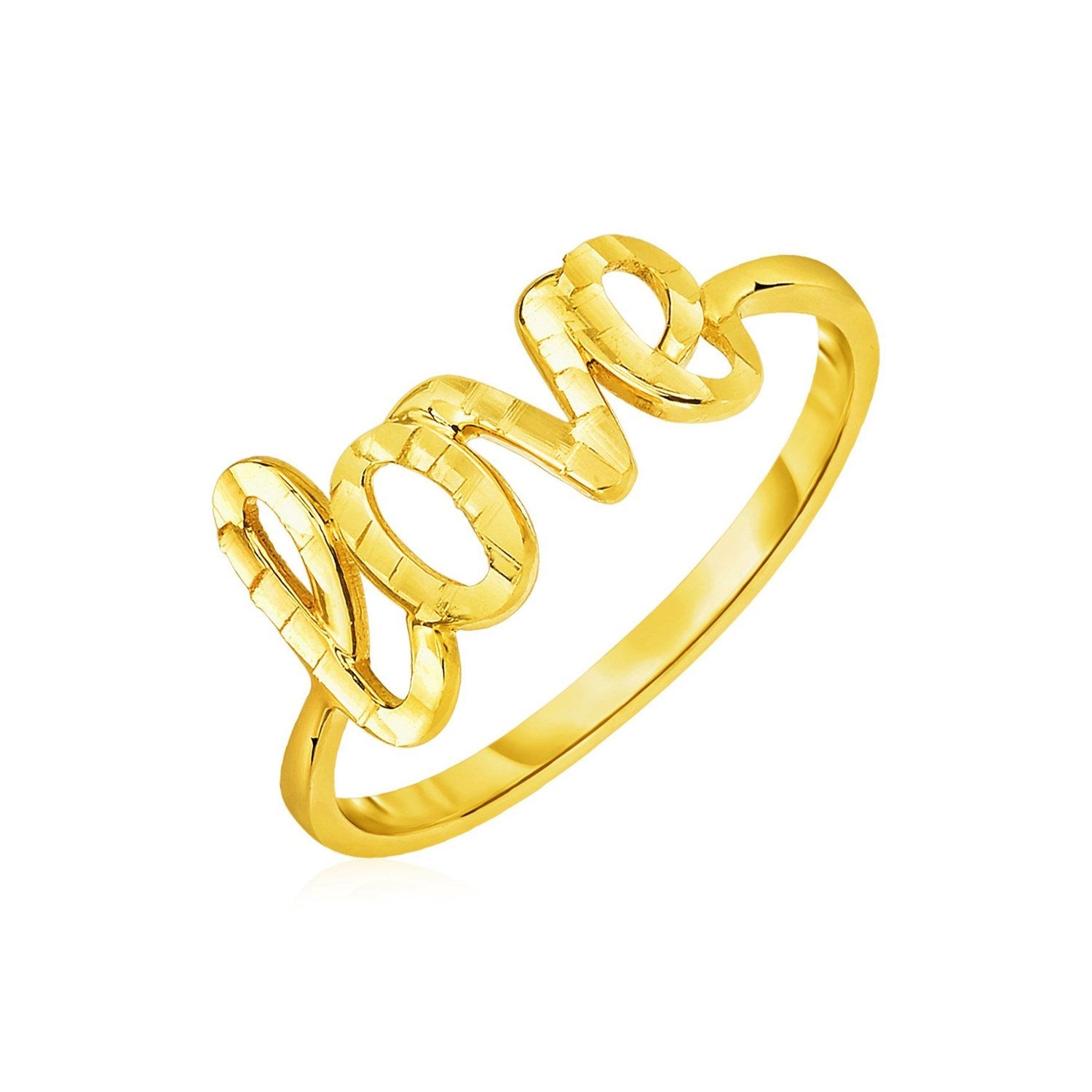 14k Yellow Gold Ring with Love - rings