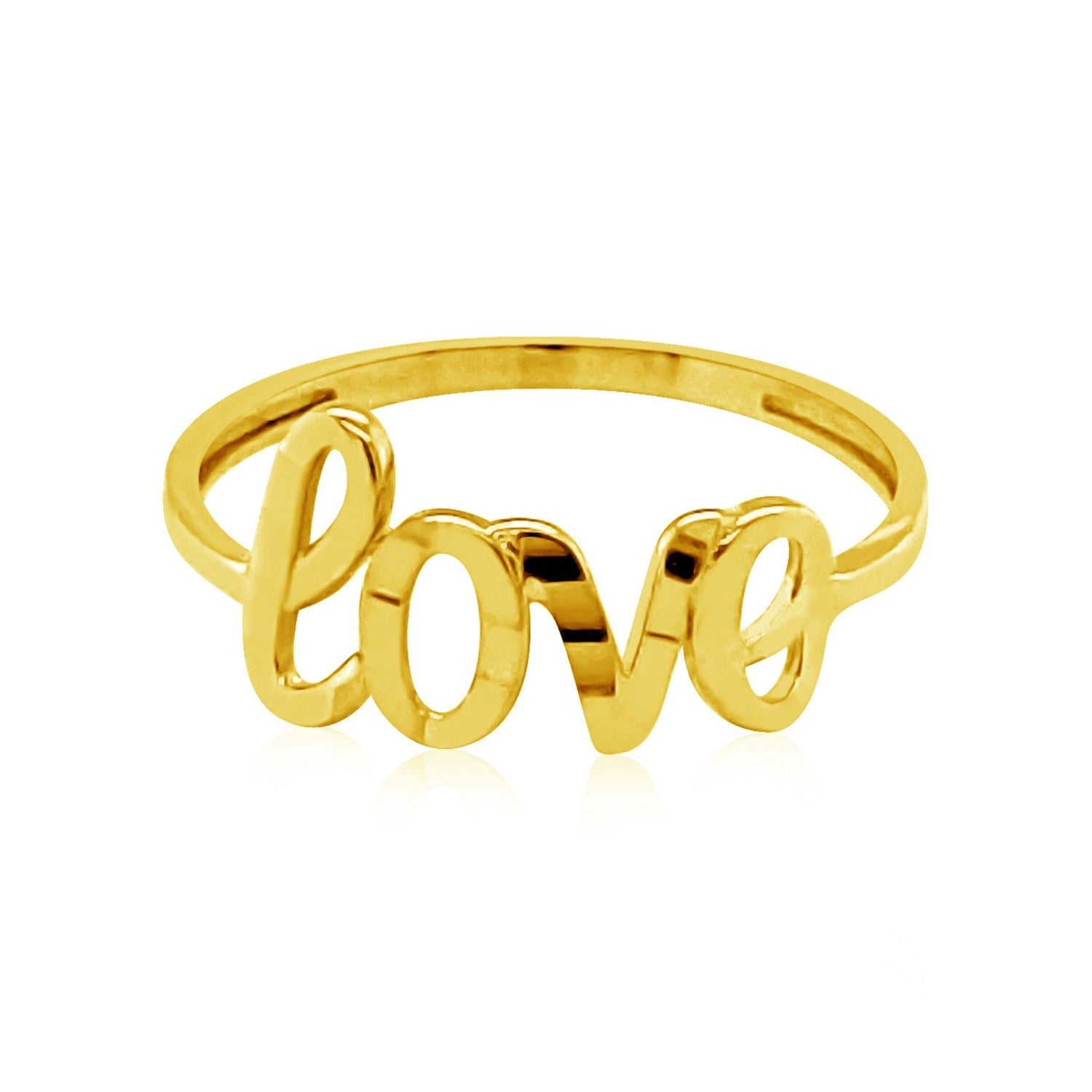14k Yellow Gold Ring with Love - DestGlow