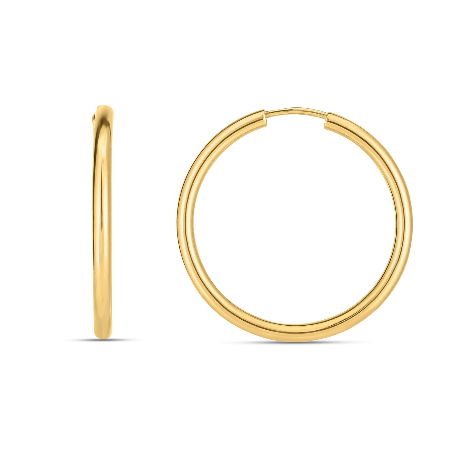 14k Yellow Gold Endless Round Hoop Earrings(2x21mm) - earrings