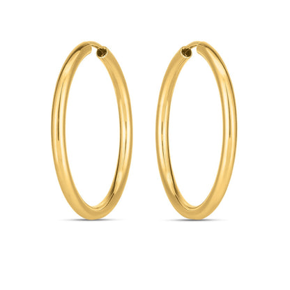 14k Yellow Gold Endless Round Hoop Earrings(2x21mm) - DestGlow