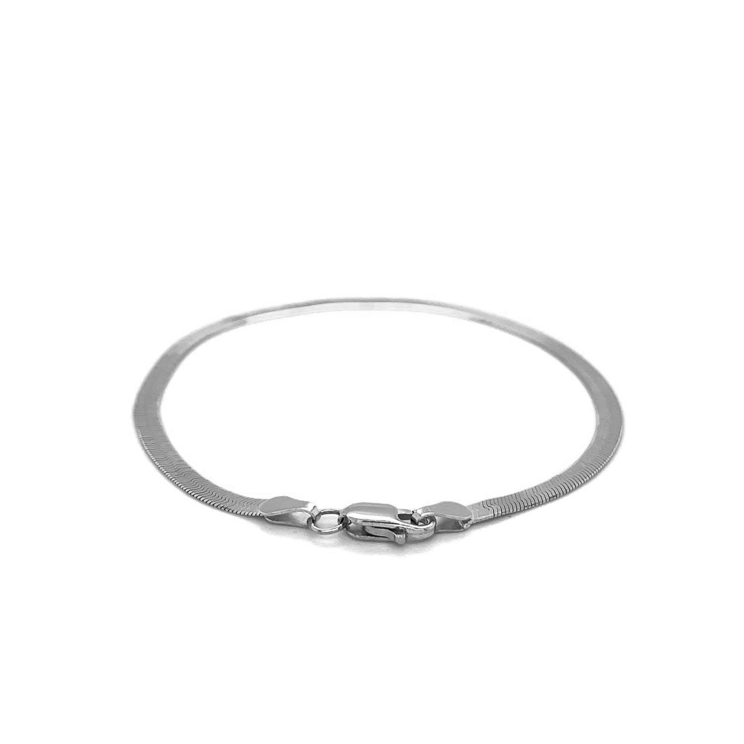 14k White Gold Super Flex Herringbone Bracelet (2.80 mm) by Bids.com