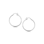 Sterling Silver Thin Polished Hoop Style Earrings with Rhodium Plating (2x30mm) - DestGlow