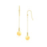 10k Yellow Gold Bead and Shiny Disc Drop Earrings - earrings