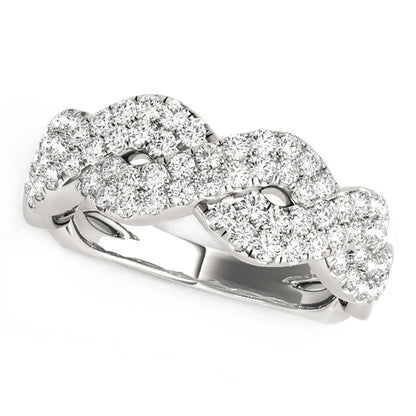 Diamond Studded Interlocking Waves Ring in 14k White Gold (5/8 cttw) by Bids.com