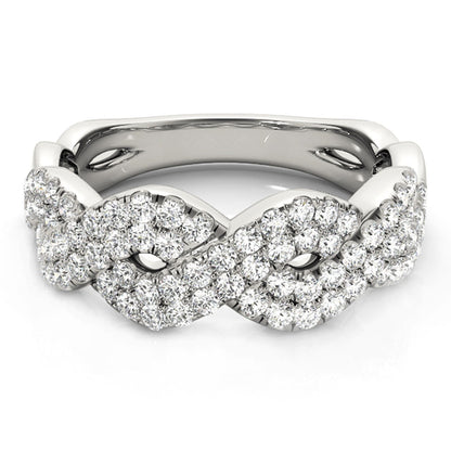 Diamond Studded Interlocking Waves Ring in 14k White Gold (5/8 cttw) by Bids.com