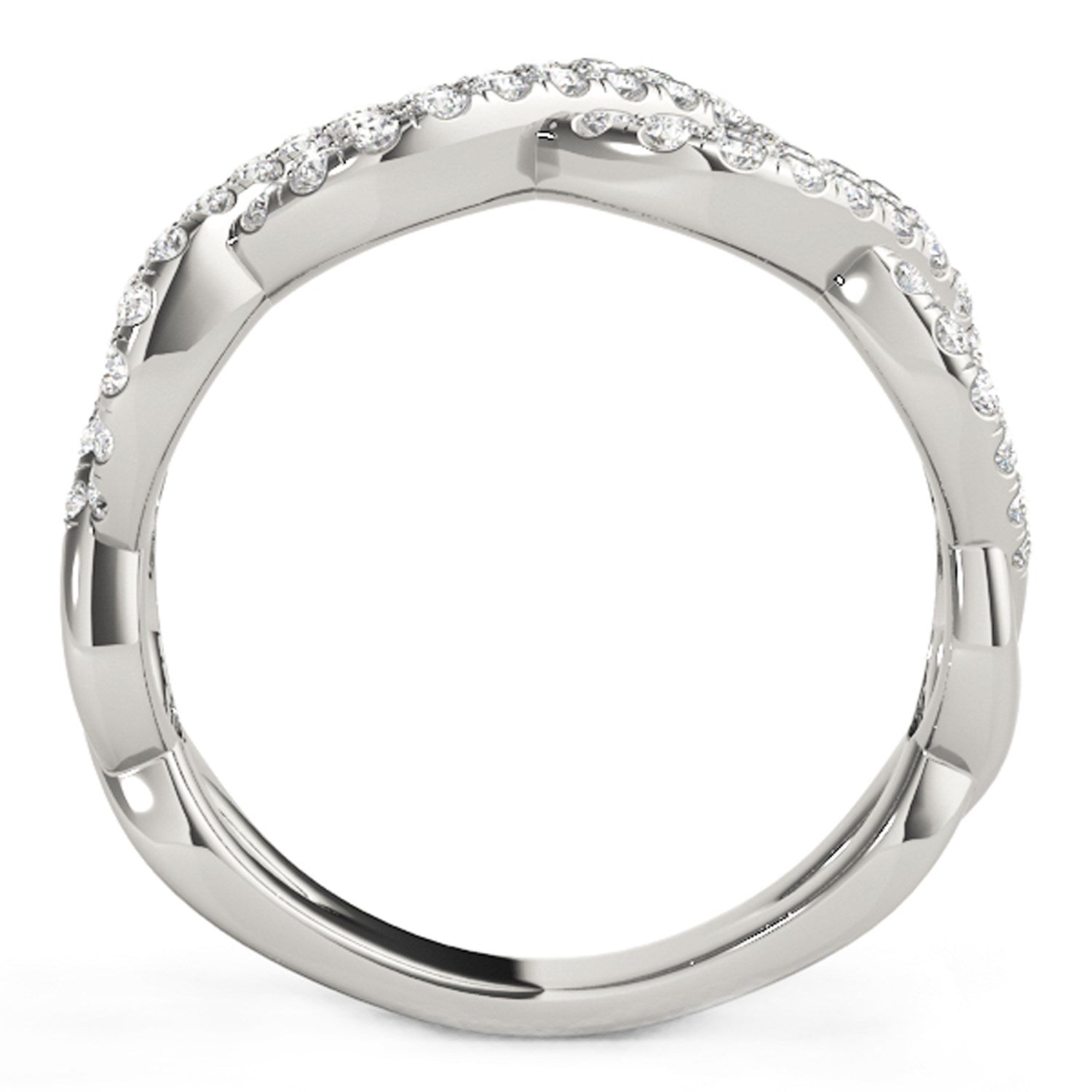 Diamond Studded Interlocking Waves Ring in 14k White Gold (5/8 cttw) by Bids.com