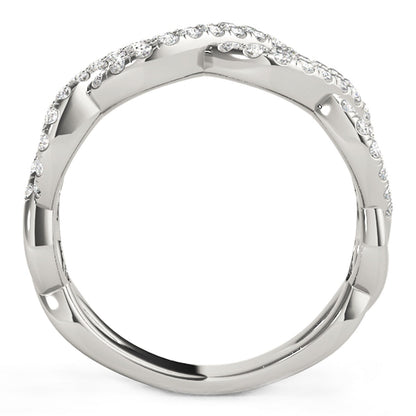 Diamond Studded Interlocking Waves Ring in 14k White Gold (5/8 cttw) by Bids.com