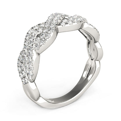 Diamond Studded Interlocking Waves Ring in 14k White Gold (5/8 cttw) by Bids.com