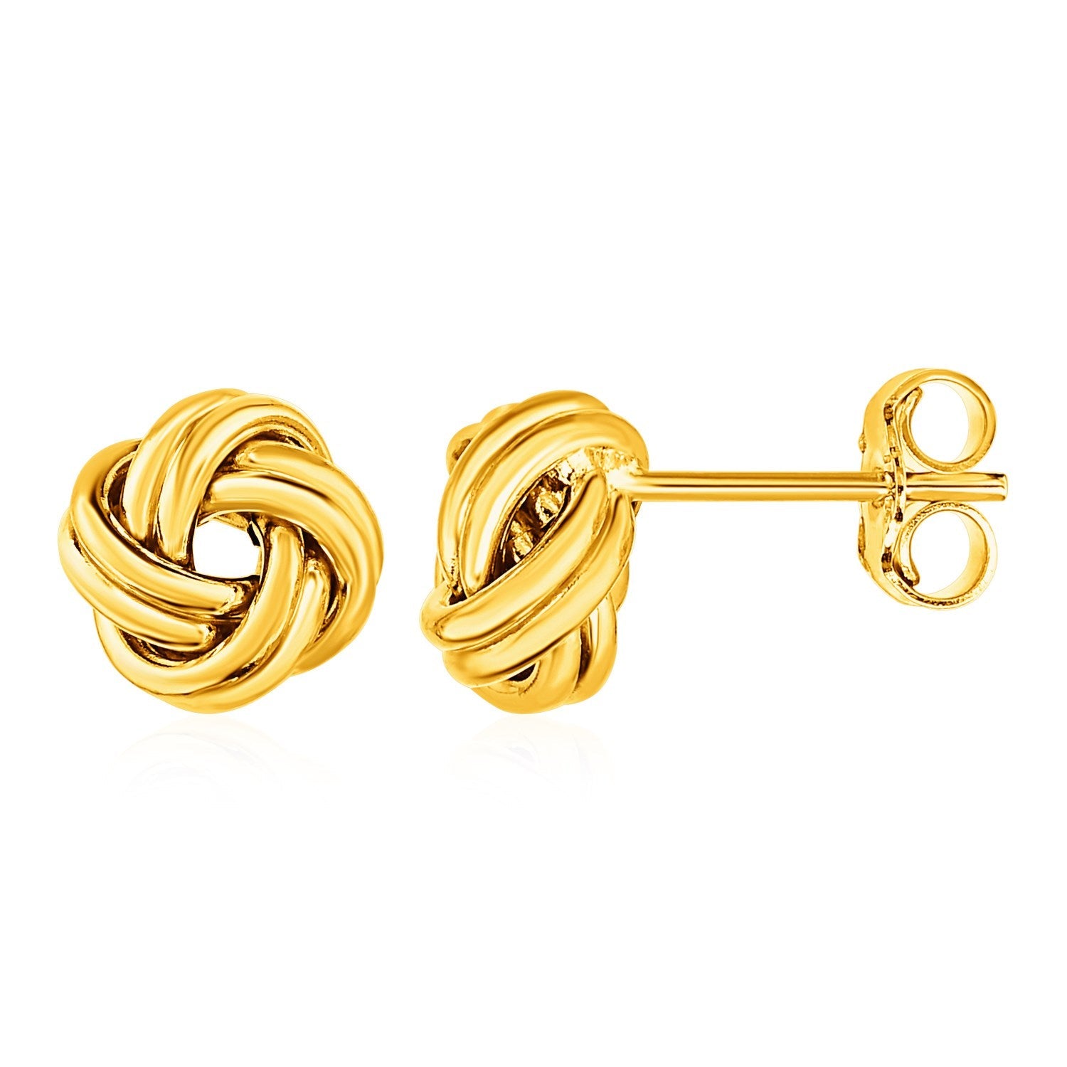 Love Knot Post Earrings in 14k Yellow Gold - DestGlow