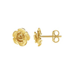 14k Yellow Gold Post Earrings with Roses(9.2mm) - accessories