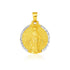 14k Two Tone Gold Round Religious Medal Pendant - necklaces