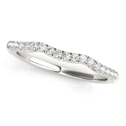 14k White Gold Wave Motif Diamond Wedding Band (1/5 cttw) by Bids.com