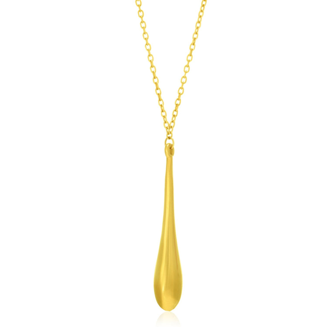 14k Yellow Gold Teardrop Shape Long Pendant - necklaces