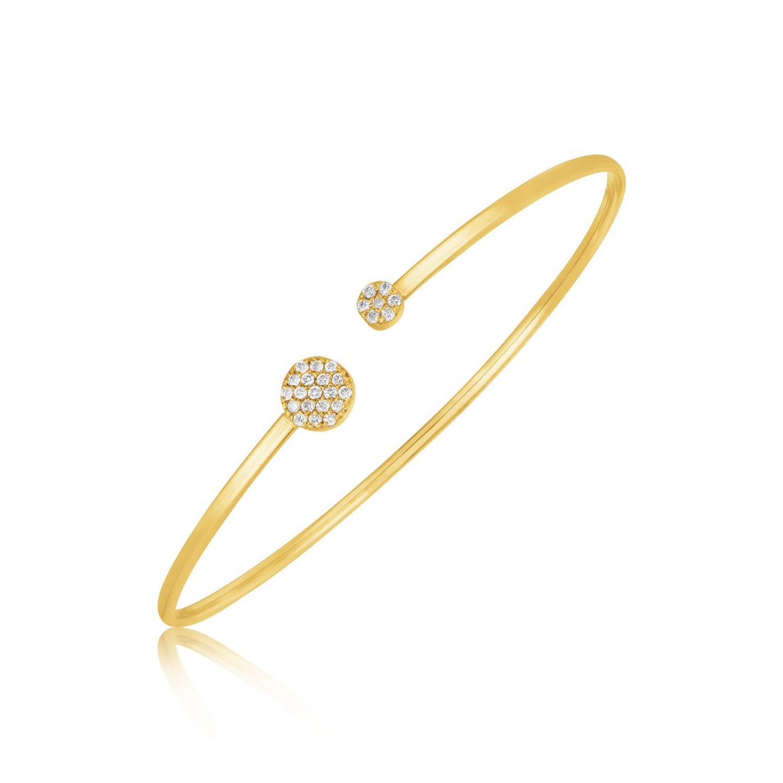 14k Yellow Gold High Polish Diamond Cluster Bangle (2mm) - bracelets