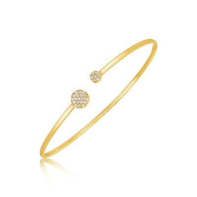 14k Yellow Gold High Polish Diamond Cluster Bangle (2mm) - bracelets