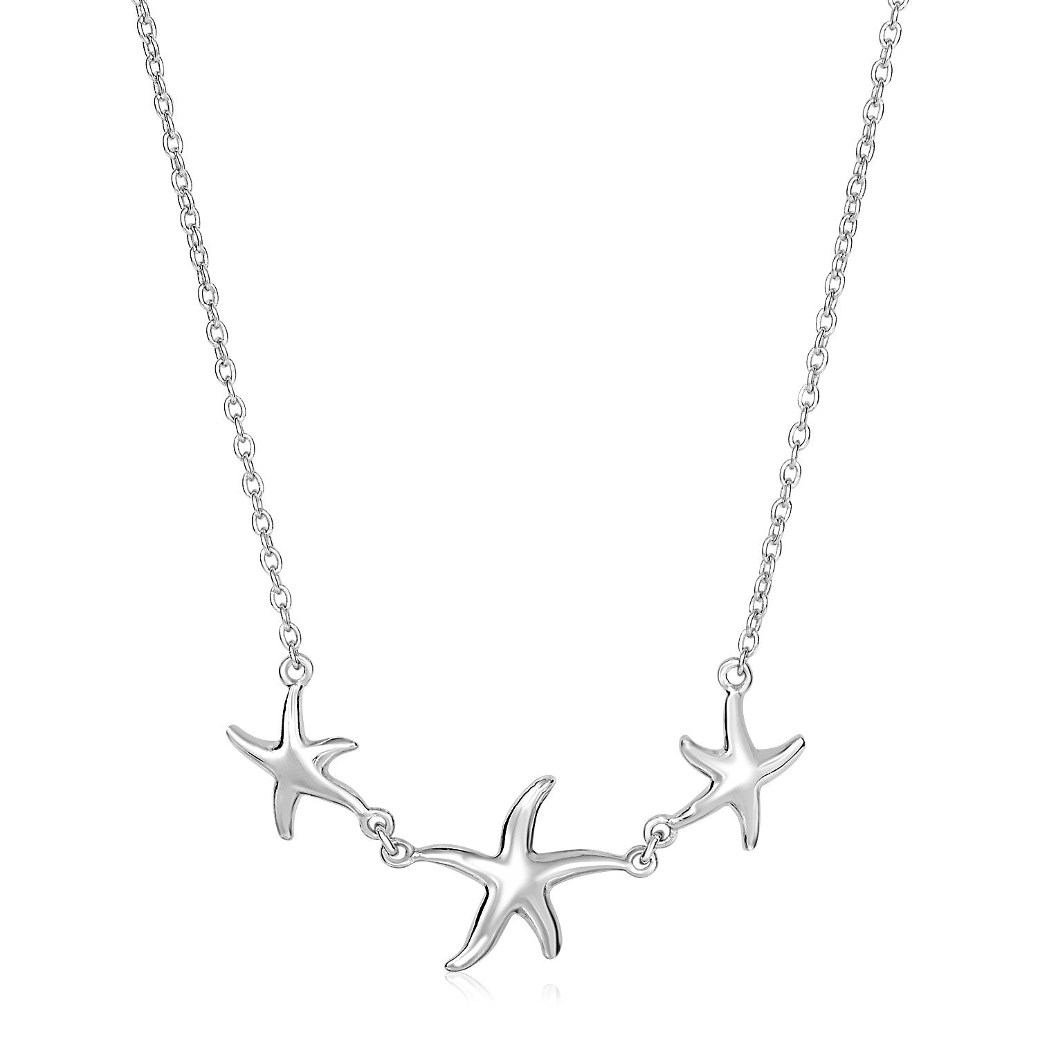 Sterling Silver Necklace with Three Starfish by Avera Group
