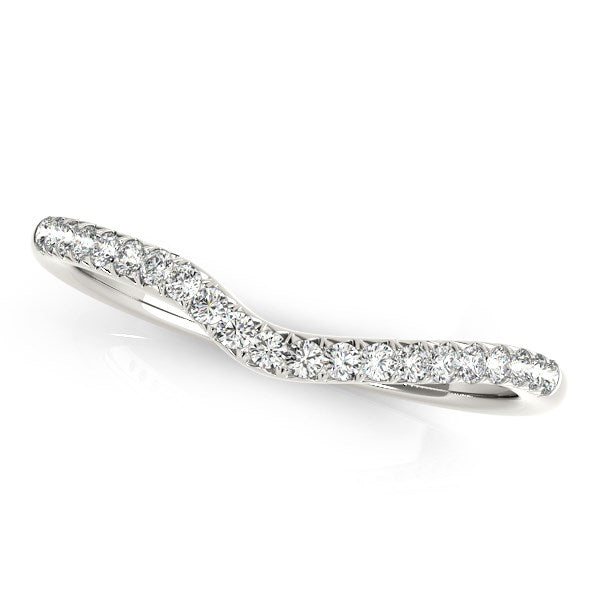 14k White Gold Curved Pave Diamond Wedding Ring (1/4 cttw) by Bids.com
