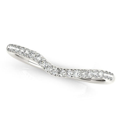 14k White Gold Curved Pave Diamond Wedding Ring (1/4 cttw) by Bids.com