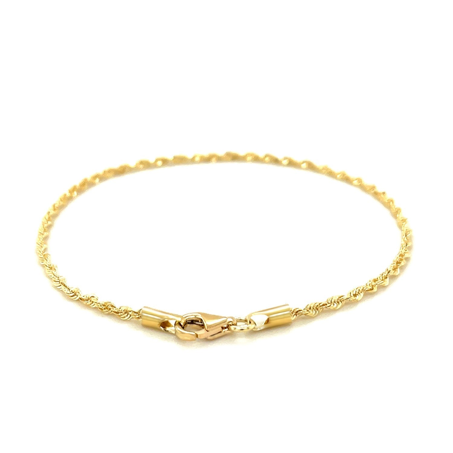 2.0mm 10k Yellow Gold Solid Diamond Cut Rope Bracelet  DestGlow