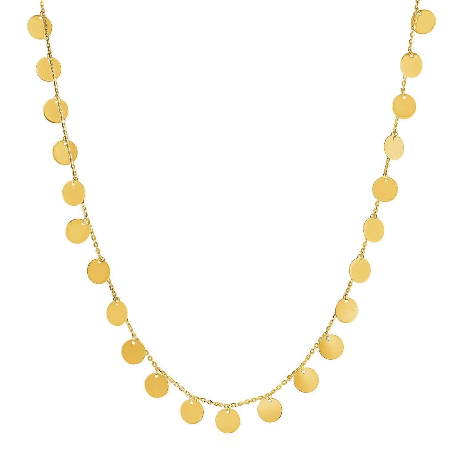 Choker Necklace with Polished Discs in 14k Yellow Gold by Bids.com