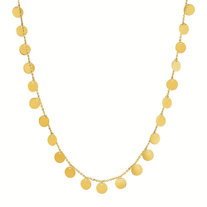Choker Necklace with Polished Discs in 14k Yellow Gold by Bids.com