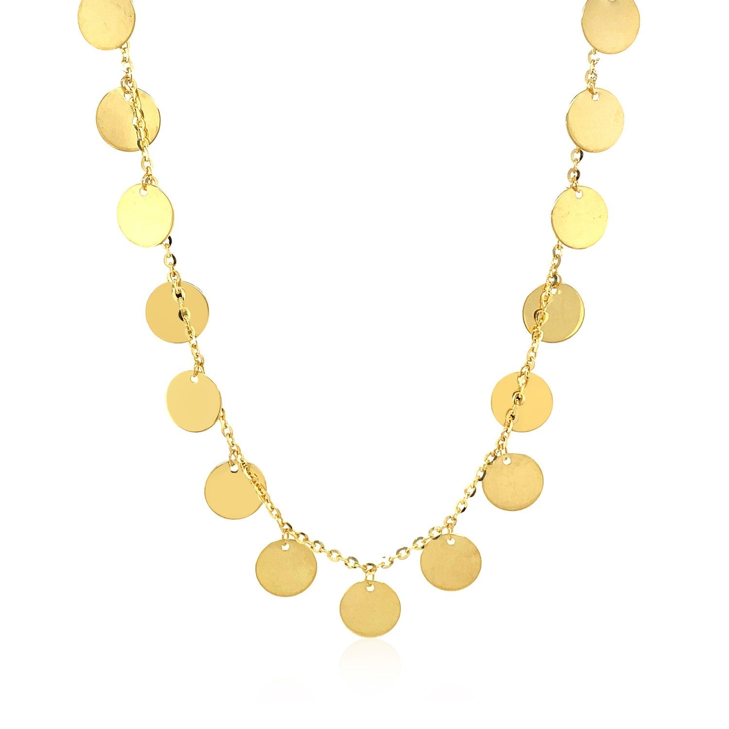 Choker Necklace with Polished Discs in 14k Yellow Gold by Bids.com