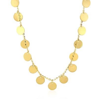 Choker Necklace with Polished Discs in 14k Yellow Gold by Bids.com
