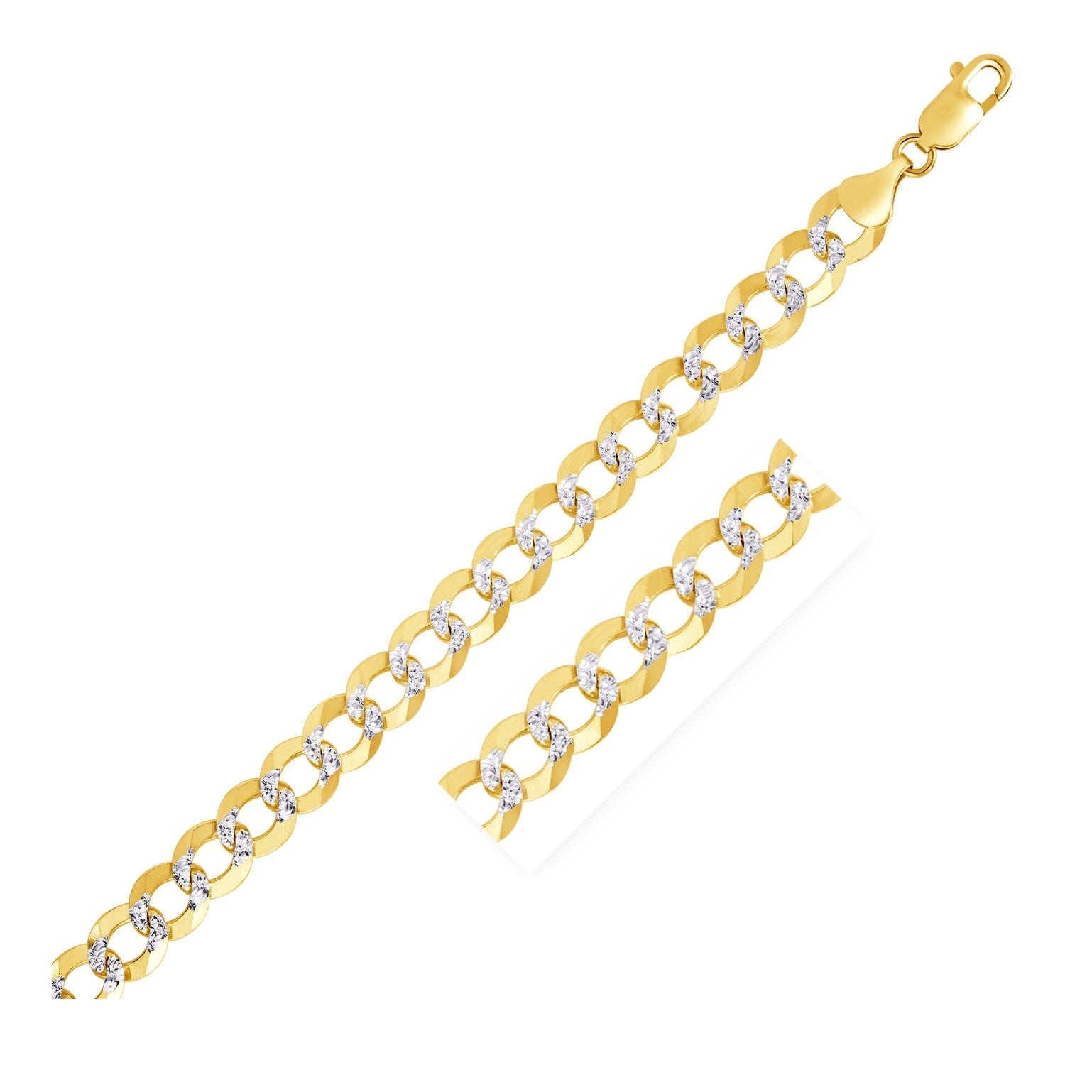 8.2 mm 14k Two Tone Gold Pave Curb Chain by Bids.com