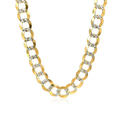 14k Two Tone Gold Pave Curb Chain (8.30 mm)