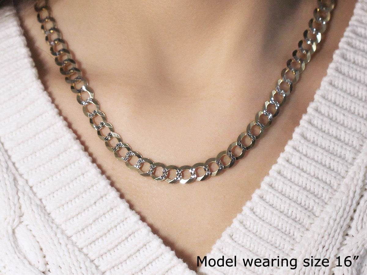 8.2 mm 14k Two Tone Gold Pave Curb Chain by Bids.com
