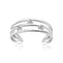 Sterling Silver Rhodium Plated Triple Line Open Motif Cubic Zirconia Toe Ring 