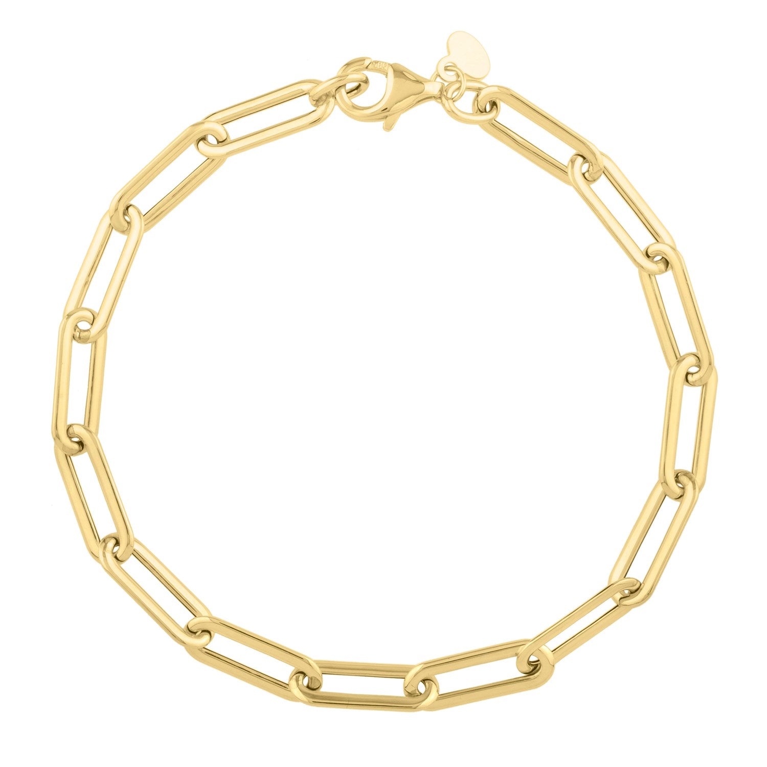 14k Yellow Gold Long Domed Paperclip Chain Bracelet (4.80 mm) by Bids.com