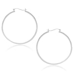 10k White Gold Polished Hoop Earrings (40mm) - earrings