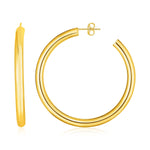 14k Yellow Gold Polished Hoop Earrings - earrings