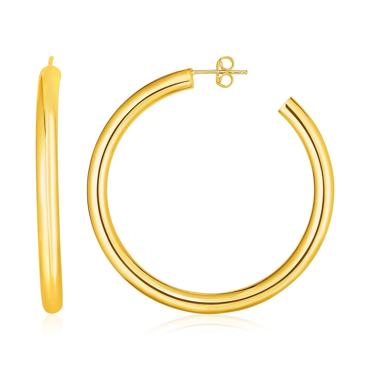 14k Yellow Gold Polished Hoop Earrings by Bids.com