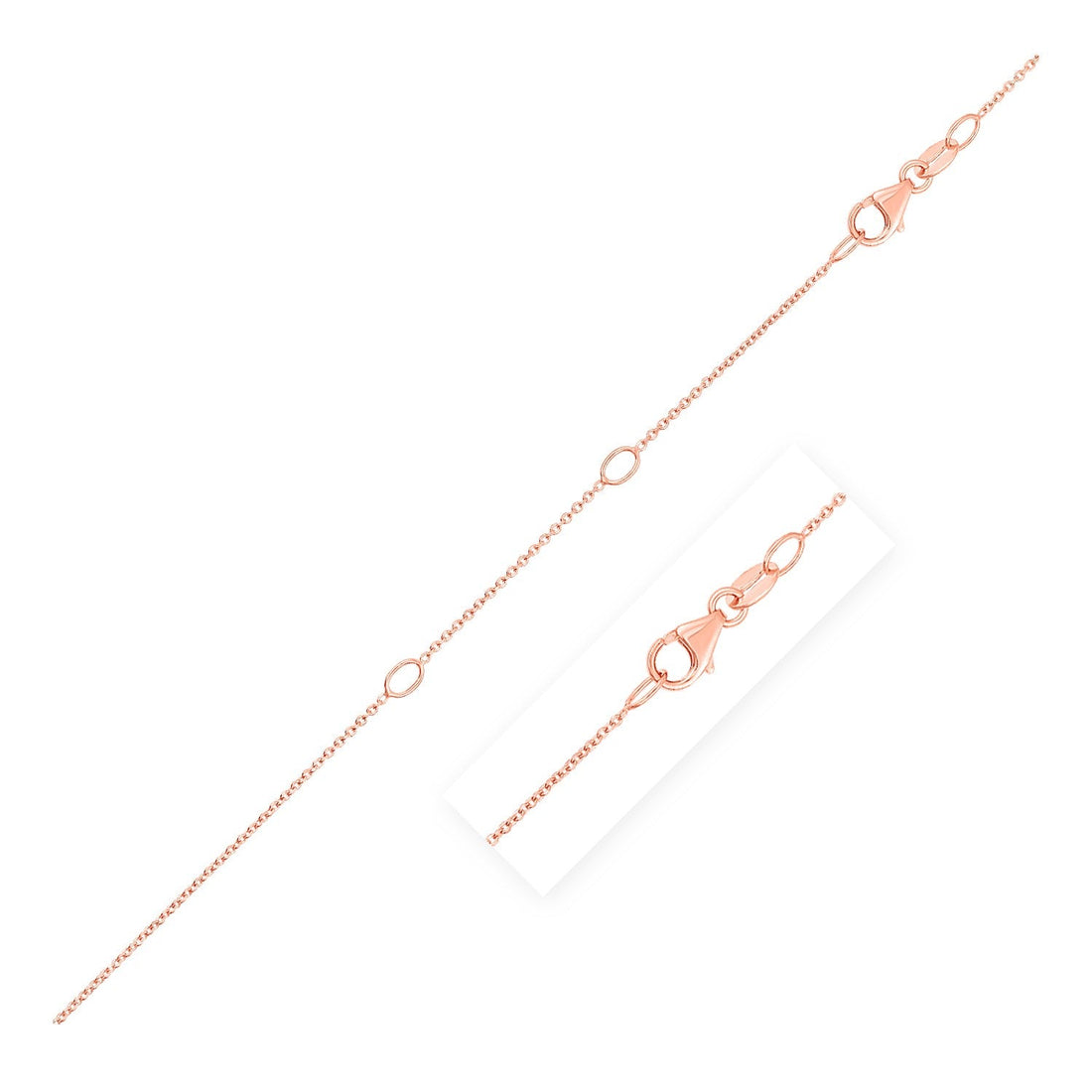 Double Extendable Cable Chain in 14k Rose Gold (1.0mm) - DestGlow