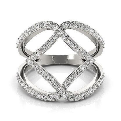 14k White Gold Entwined Design Diamond Dual Band Ring (3/4 cttw) by Bids.com