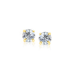 14k Yellow Gold Stud Earrings with White Hue Faceted Cubic Zirconia(4mm) - earrings