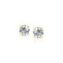 14k Yellow Gold Stud Earrings with White Hue Faceted Cubic Zirconia(4mm) 