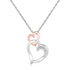 Sterling Silver Cascading Dual Heart Diamond Accented Pendant (.02 cttw) - DestGlow