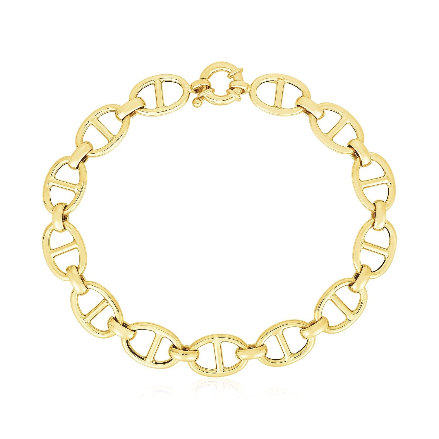 14k Yellow Gold High Polish Mariner Link Bracelet (8.8mm) 