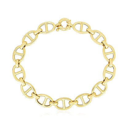14k Yellow Gold High Polish Mariner Link Bracelet (8.8mm) by Bids.com