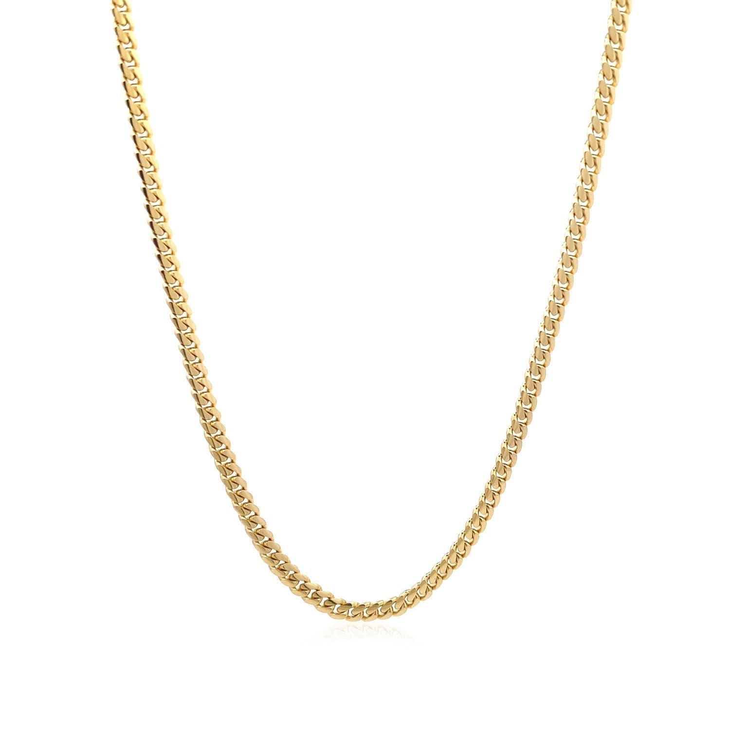 3.2mm 14k Yellow Gold Classic Solid Miami Cuban Chain 