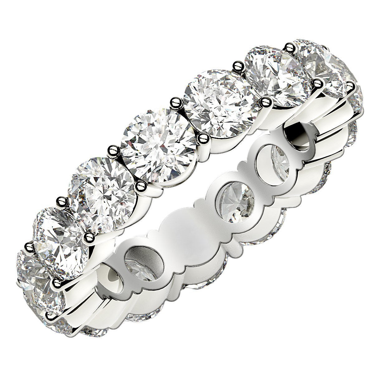 Round Cut Lab Grown Diamond Eternity Ring in 14k White Gold (5 cttw FG/VS2)  DestGlow