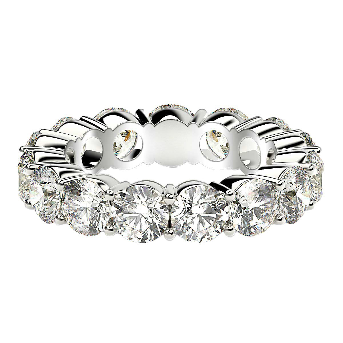 Round Cut Lab Grown Diamond Eternity Ring in 14k White Gold (5 cttw FG/VS2)  DestGlow