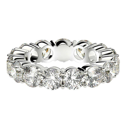 Round Cut Lab Grown Diamond Eternity Ring in 14k White Gold (5 cttw FG/VS2)  DestGlow