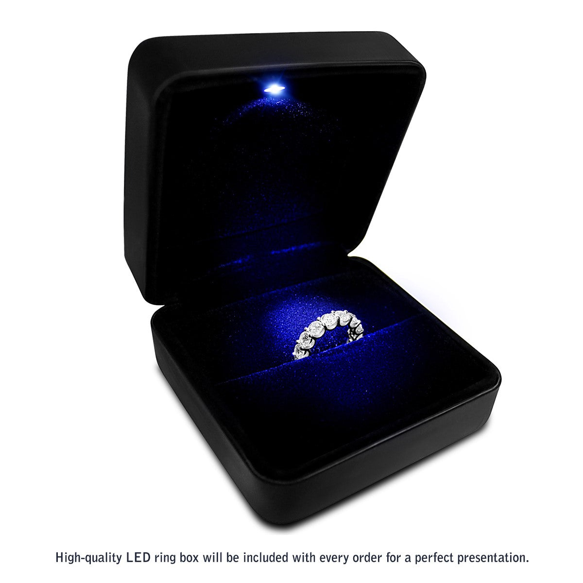 Round Cut Lab Grown Diamond Eternity Ring in 14k White Gold (5 cttw FG/VS2)  DestGlow