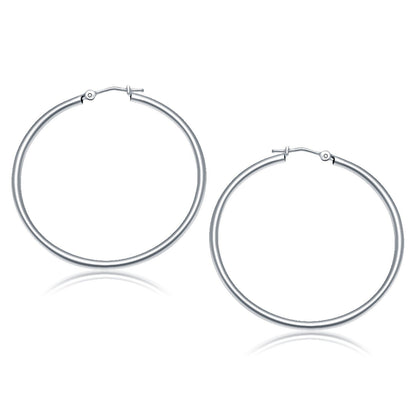 10k White Gold Polished Hoop Earrings (40 mm) by Bids.com